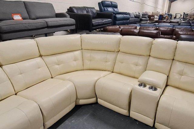 Image 9 of La-z-boy El Paso cream leather electric recliner corner sofa