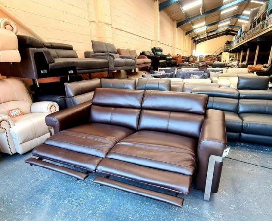 Image 9 of Moreno brown leather electric recliner 3 seater sofa