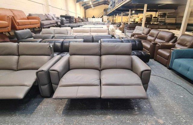 Image 6 of Samson grey leather electric recliner 2 x 2 seater sofas