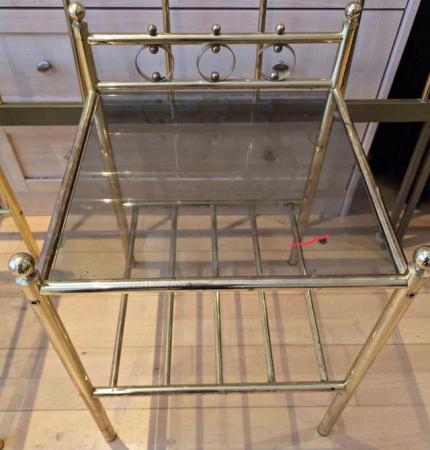 Image 1 of Brass 4’6 headboard and matching bedsidetables