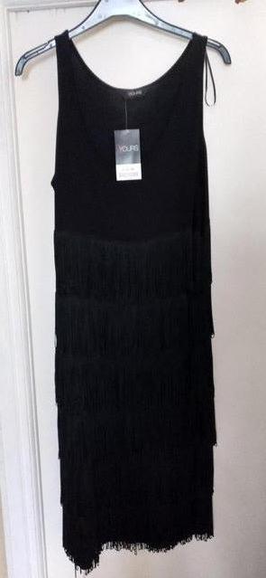 Preview of the first image of New with tags - Yours Black 1/2 Fringed Dress Size 16.