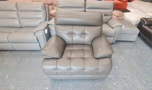 Image 5 of La-z-boy Knoxville fossil grey leather standard armchair