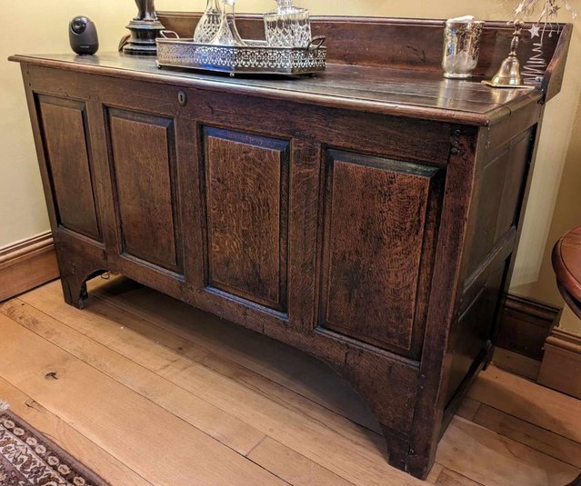 Preview of the first image of Antique Solid Oak Coffer / Sideboard / Trunk / Storage.