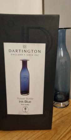 Image 1 of Dartington Dahlia Flower Bottle Vase, Ink Blue - VGC