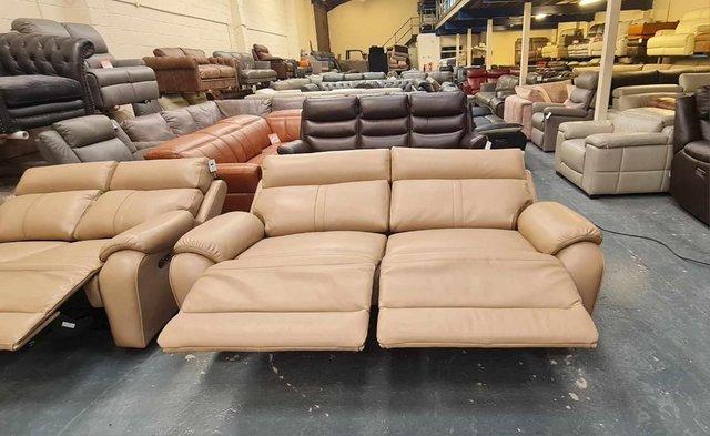 Image 5 of La-z-boy Winchester cream leather electric 3+2 seater sofas