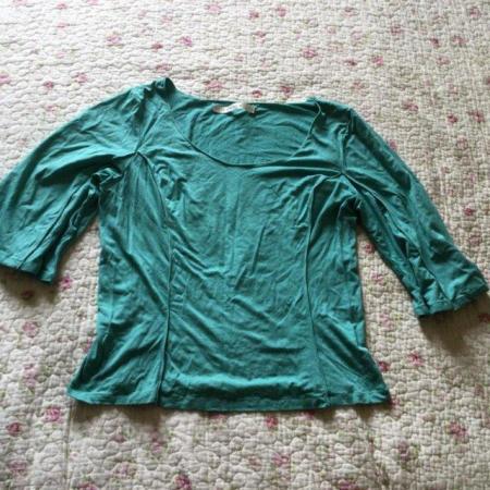 Image 1 of Size M STUDIO Light Green Panelled Top, Elbow Length Sleeves