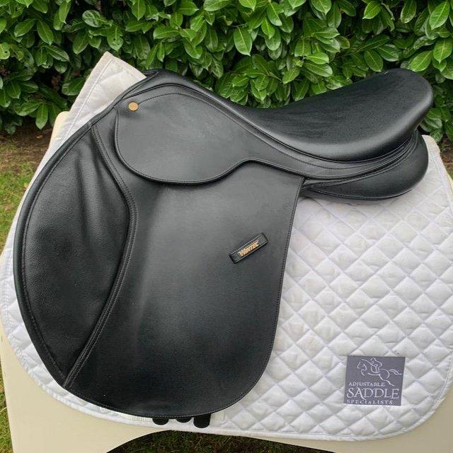 Preview of the first image of Wintec 17.5 inch black jump saddle.
