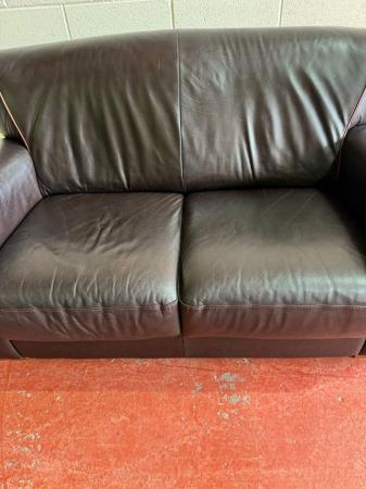 Image 1 of 2 seat black leather sofa