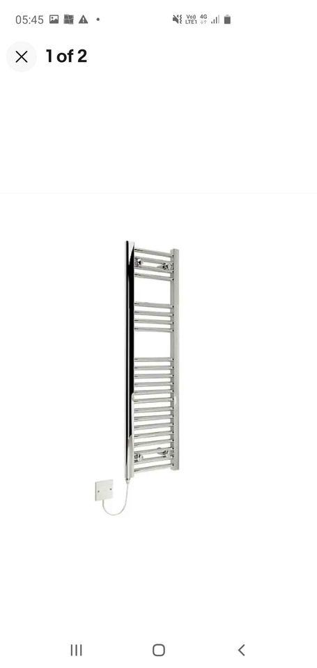 Preview of the first image of Kudox Electric Silver Towel rail warmer (W)300mm x (H)1100mm.