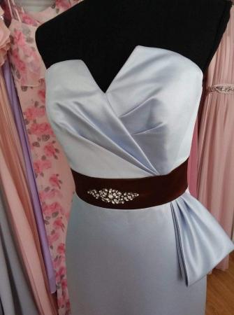 Image 1 of New Jordan Pale Blue/Brown Embellished Dress - Size 8