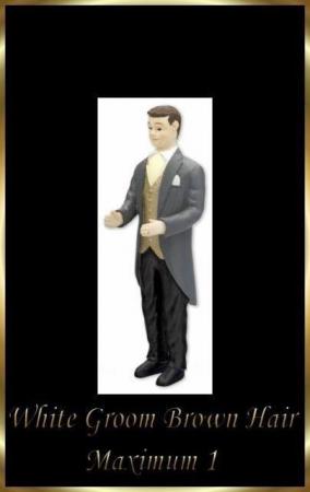 Image 1 of Brown haired white groom wedding cake topper, brand new!