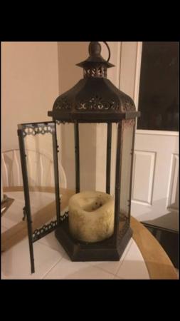 Image 1 of Large lantern used with candles or string lights,