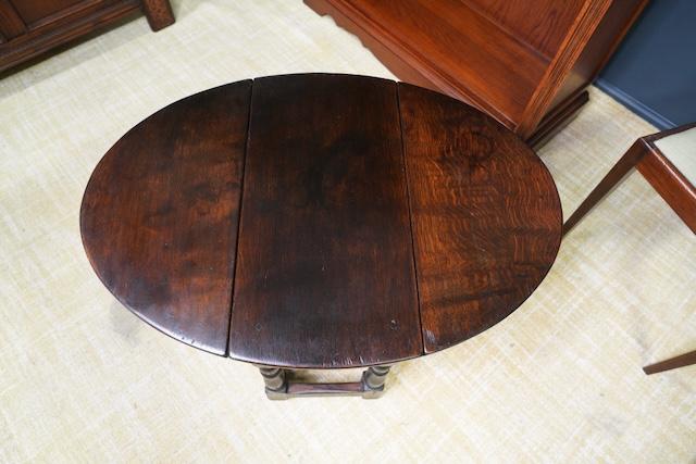 Image 4 of Jacobean style folding Drop Leaf Side Table Dark Oak 1930s