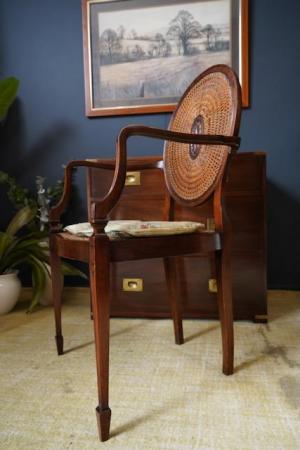 Image 2 of Victorian Edwardian Walnut Rattan Occasional Chair