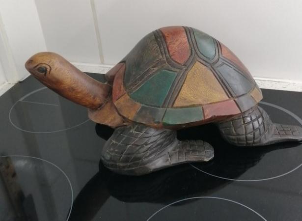 Image 18 of A Fairtrade Wooden Tortoise.Height 7".