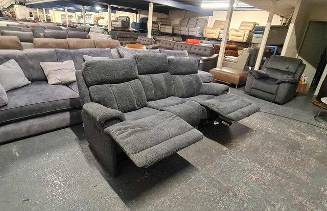 Image 3 of La-z-boy Empire Austin Ash fabric recliner 3 seater sofa