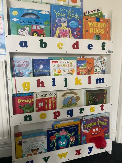 Preview of the first image of Tidy Books® Kids Bookcase, Wooden ABC Bookcase.