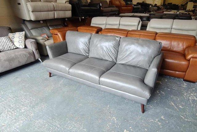 Image 4 of Ex-display Angelo grey leather 3 seater sofa