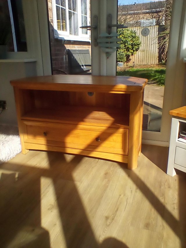 Preview of the first image of Solid oak tv corner unit.