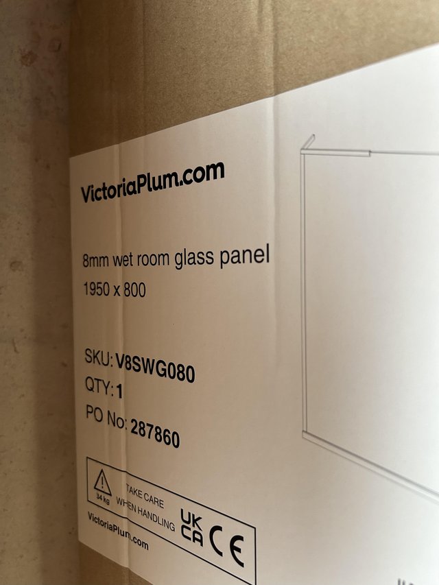 Preview of the first image of FOR SALE 1950 x 800 wet room glass panel.