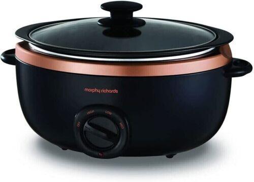 Preview of the first image of Morphy Richards Sear and Stew Oval 3.5L Slow Cooker Black.