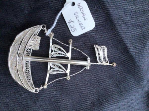 Image 1 of Indian Silver miniature Sailing Boat