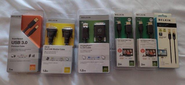 Image 3 of Belkin Cables, USB, DVI,HDMI CAT6, Brand New In Sealed Packs