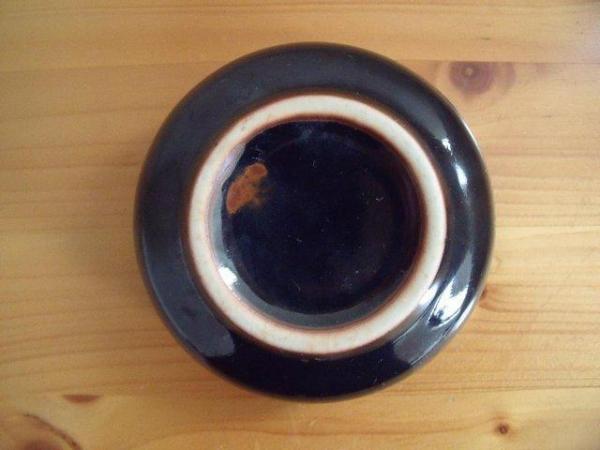 Image 2 of Attractive highly glazed dark blue/brown dish- ‘pinched’ rim