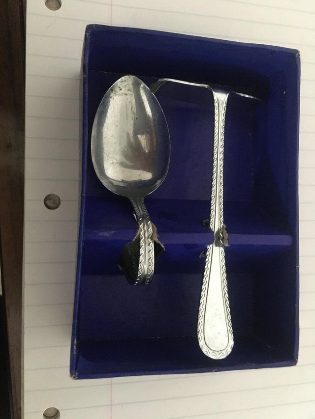 Preview of the first image of Child’s spoon & push christening gift.