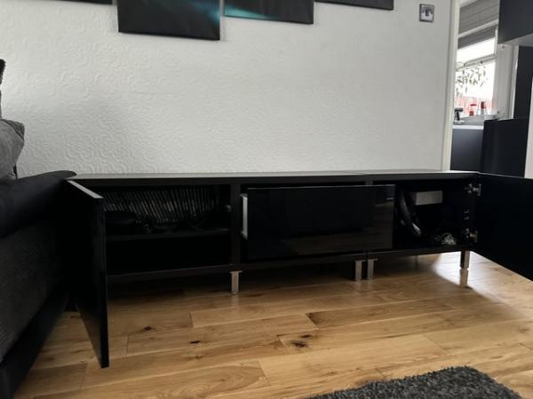 Image 2 of Black high gloss tv cabinet