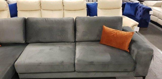 Image 4 of Merlin grey chenille fabric large chaise corner sofa