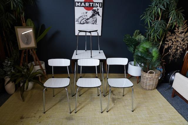 Image 4 of Mid C. Belgium TAVO Dining Set Chairs / Stool 1950s Formica