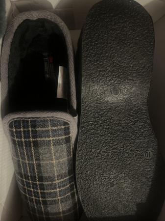 Image 1 of Grey check thinsulate heeled slipper