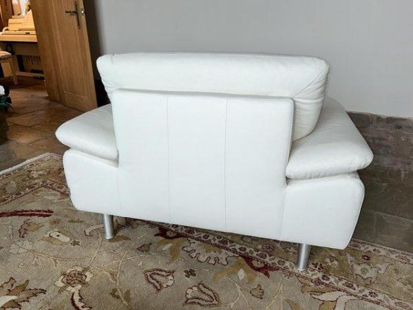 Image 2 of White leather sofa and matching armchair
