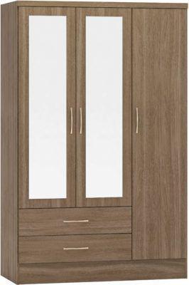 Preview of the first image of NEVADA 3 DOOR 2 DRAWER MIRRORED WARDROBE IN  RUSTIC OAK.