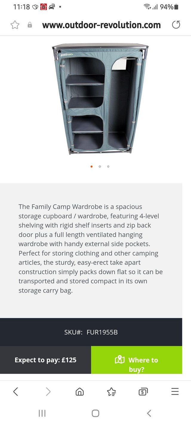 Preview of the first image of Modena Family Camp Wardrobe, collapsible with own storage ba.