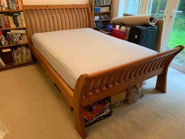 Image 1 of DOUBLE SLEIGH BED for sale - including mattress