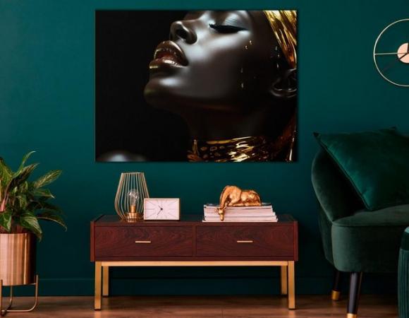 Image 2 of Elegant Black Woman Wearing Gold - Canvas Print Wall Art