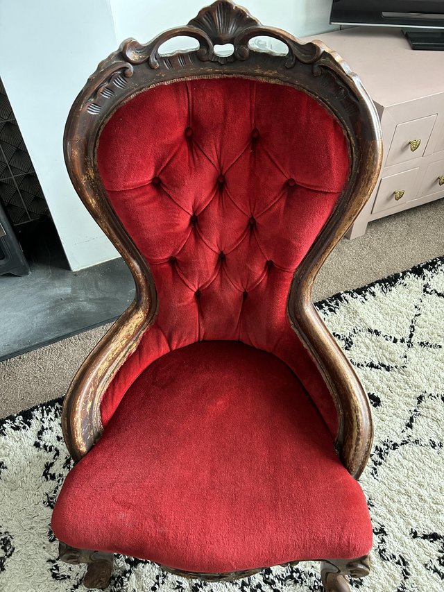 Preview of the first image of Nursing chair - scoop back, red velour.