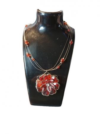 Image 3 of Vintage Flower Pendant Necklace