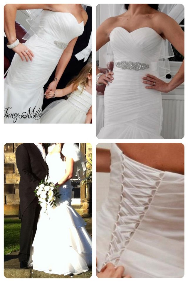 Preview of the first image of Size 8 white Essense of Australia designer wedding dress.