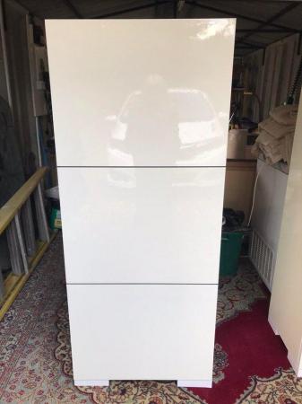 Image 3 of Tall white MDF floor standing cupboard