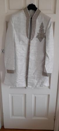 Image 2 of Brand new  3 piece, Men' wedding outfit in Silver., elegant