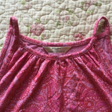 Image 3 of Size 10 90s Vintage M&S Pink Paisley High Neck Strappy Top