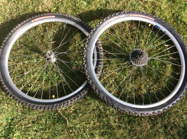 Preview of the first image of Mountain Bike Wheels - Pair + Tyres.