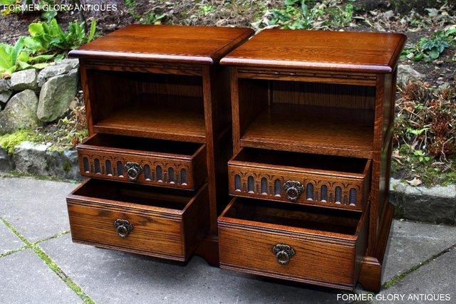 Image 88 of A PAIR OF OLD CHARM LIGHT OAK BEDSIDE CABINETS LAMP TABLES