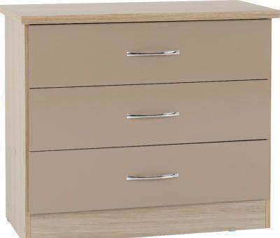 Preview of the first image of Nevada 3 drawer chest in oyster gloss/light oak.