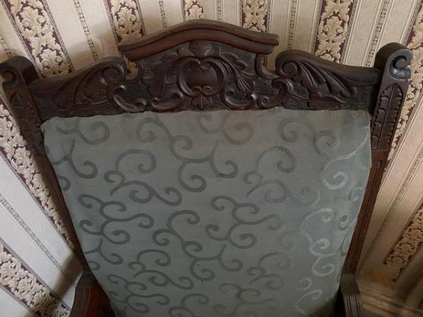Image 3 of Old chair with some carved features. Valued at £100.