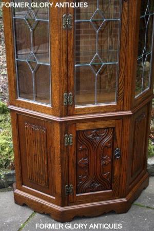 Image 36 of OLD CHARM LIGHT OAK CANTED CHINA DISPLAY CABINET STAND UNIT