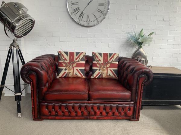 Image 5 of Classic 2 seater oxblood Chesterfield sofa. Can deliver.,